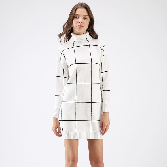grid sweater dress